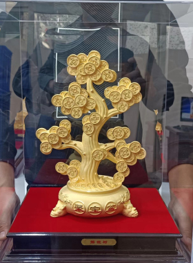 绒沙金摇钱树摆件发财树开业礼品