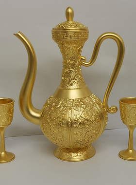 厂家定制纯金茶具酒具黄金茶壶酒壶杯子3D硬金黄金礼品摆件收藏