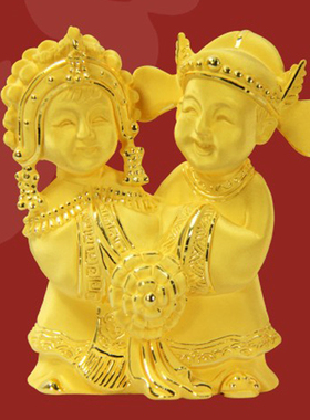 厂家定制纯黄金摆件999足金婚庆礼品新人结婚贺礼收藏保值工艺品