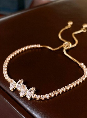 达令 蝴蝶结闪钻手链 女生ins风气质清冷感手饰 闺蜜姐妹女友手串