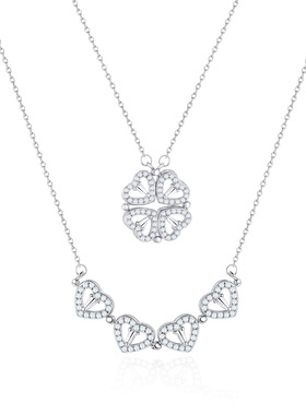 达令 S925纯银四叶草项链 一款两戴吊坠 送女朋友七夕情人节礼物