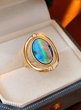 达令 椭圆形金色鸽子蛋开口戒指 女士个性指环 时尚指戒尾戒 手饰
