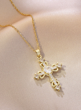 达令 彩色十字架吊坠 女士潮牌潮流项链 小众高级感链子 百搭配饰