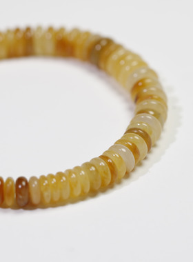 现货和田玉黄沁籽料算盘珠手串