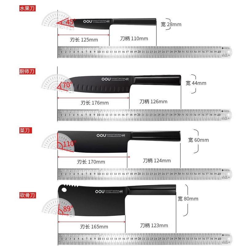OOU德国进口刀具套装厨房组合菜刀菜板二合一家用厨房全套切菜刀-图3