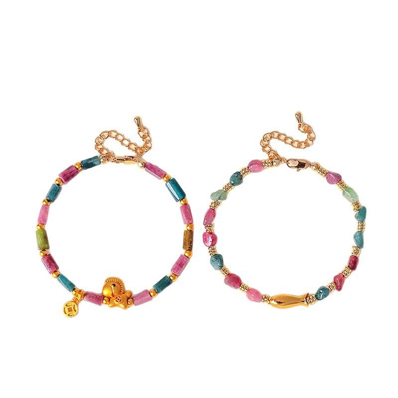 不规则天然碧玺彩虹小马招财串珠手链女时尚感碧玺小黄鱼手串,淘宝优惠券,粉丝福利购,淘宝优惠卷