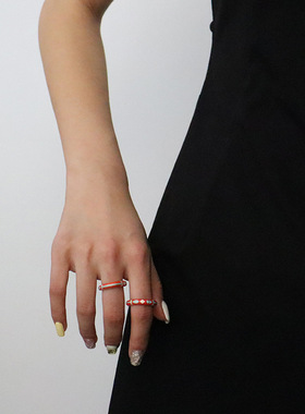 原创新中式轻奢彩色滴油国风戒指女小众高级气质简约时尚复古指环