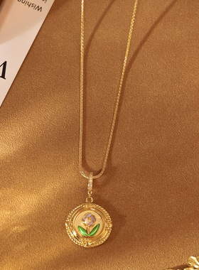 新款油画撞色立体镶嵌项链时尚设计天然珍珠抽拉项链加长毛衣链