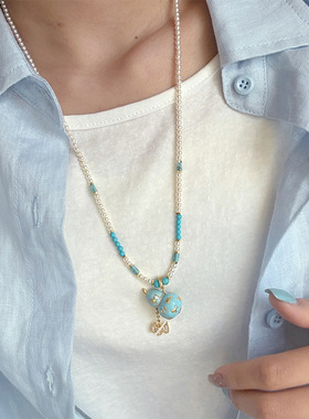 毛衣链原创彩色多巴胺滴油珐项链