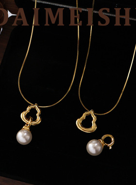 原创时尚简约镂空施家珍珠葫芦福禄项链轻奢感可拆卸锁骨链女