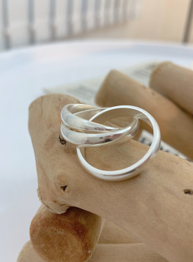 乾佳S999足银素圈圈戒指简约百搭气质三环圈指环食指戒潮银饰男女