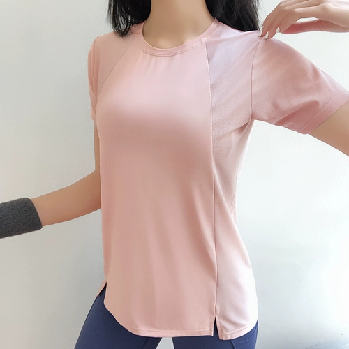 的确奇 Тонкая одежда для йоги, быстросохнущая дышащая спортивная футболка с коротким рукавом для спортзала, популярно в интернете, для бега