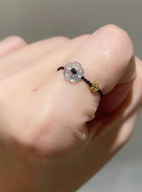 布艺有钱花~独特花朵钱币编织绳戒指女小众高级感可调节指环红绳