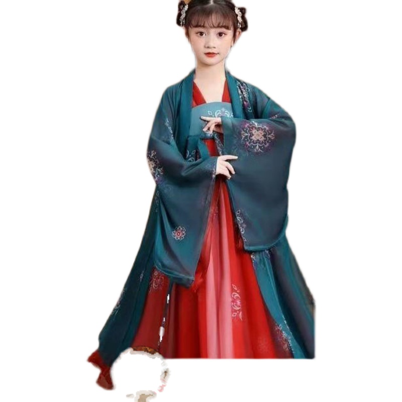 儿童古装汉服女童红色春秋超仙中国风唐装古筝表演出服公主飘逸夏,淘宝优惠券,粉丝福利购,淘宝优惠卷