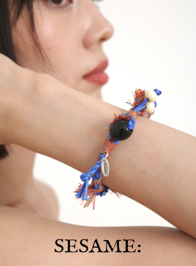 「圣诞礼物」飒米蓝烟花藏式手工编绳手链陶瓷转运红手绳五彩绳