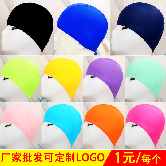 厂家批发锦纶游泳帽男女成人布帽印花纯色黑色高弹舒适不勒头温泉