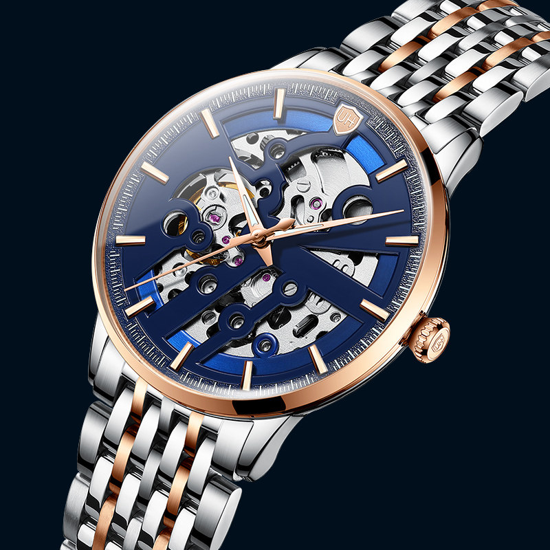 瑞士宇赫男士防水机械表男全薄机芯 宝梭易思捷国产腕表