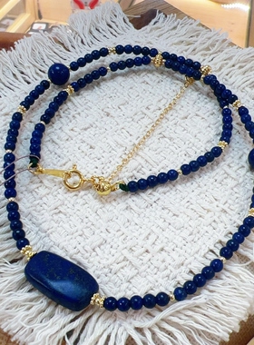 原创小众天然青金石锁骨链女款