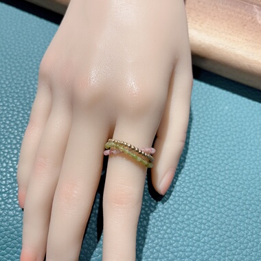 天然碧玺小米珠14k包金转运珠