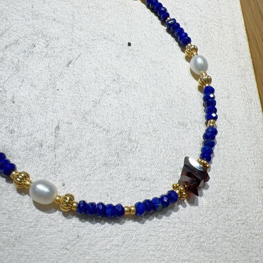 青金石算盘珠长款项链秋冬款