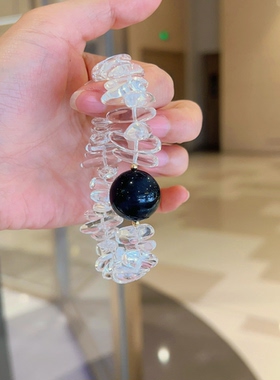 天然白水晶手链女款原创设计感小众简约百搭夏圆珠弹力绳手串20mm