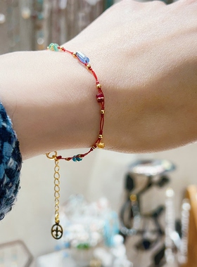 多宝天然石祖母绿镀金隔片手链