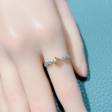 天然黄碧玺戒指女款925银