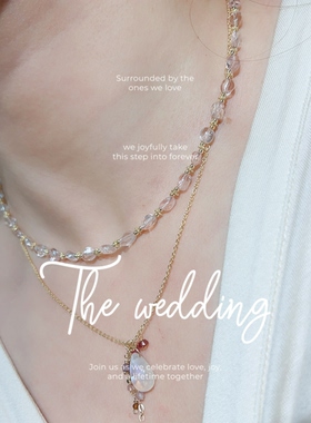 原创天然摩根石14k包金叠戴项链