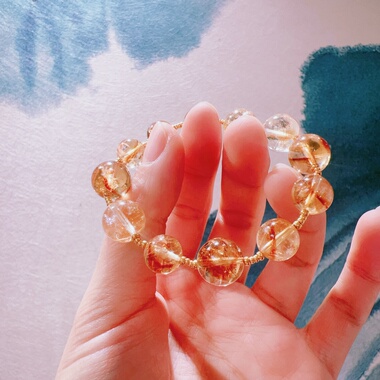 天然黄水晶单圈手链女款原创