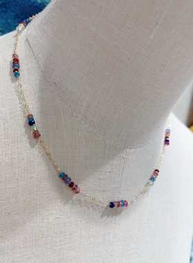 天然石项链原创小众设计感复古民族风锁骨链轻奢饰品女气质简约