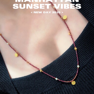 天然石榴石长款毛衣链秋冬项链