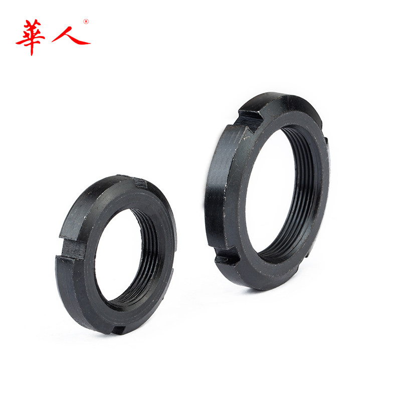 M10-M150 A3钢国标圆螺母并帽自锁紧螺母开槽四槽止退螺母GB812_虎窝淘