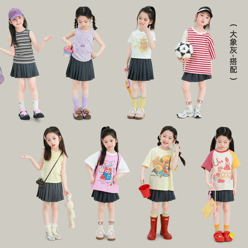 大耳象女童纯色百褶裙裤2026夏季新款宝儿学院风速干百搭裙子 - 图1