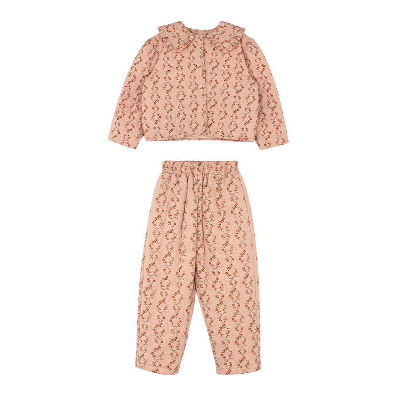 大耳象女童碎花翻领棉服外套＆裤子冬季新款女宝套装,淘宝优惠券,粉丝福利购,淘宝优惠卷