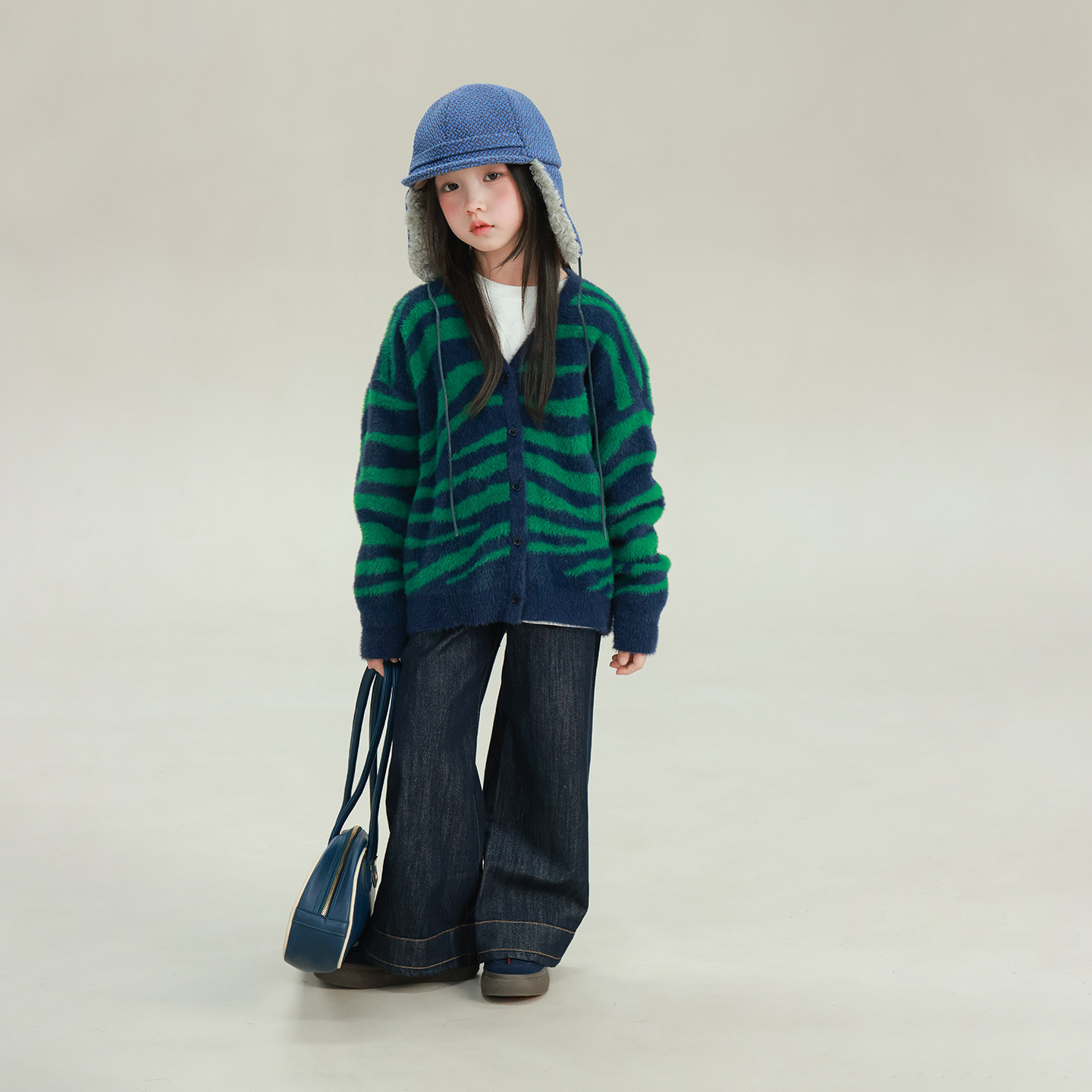 大耳象女童斑马纹毛衣开衫2026春季新款宝儿毛绒圆领针织保暖上衣,淘宝优惠券,粉丝福利购,淘宝优惠卷