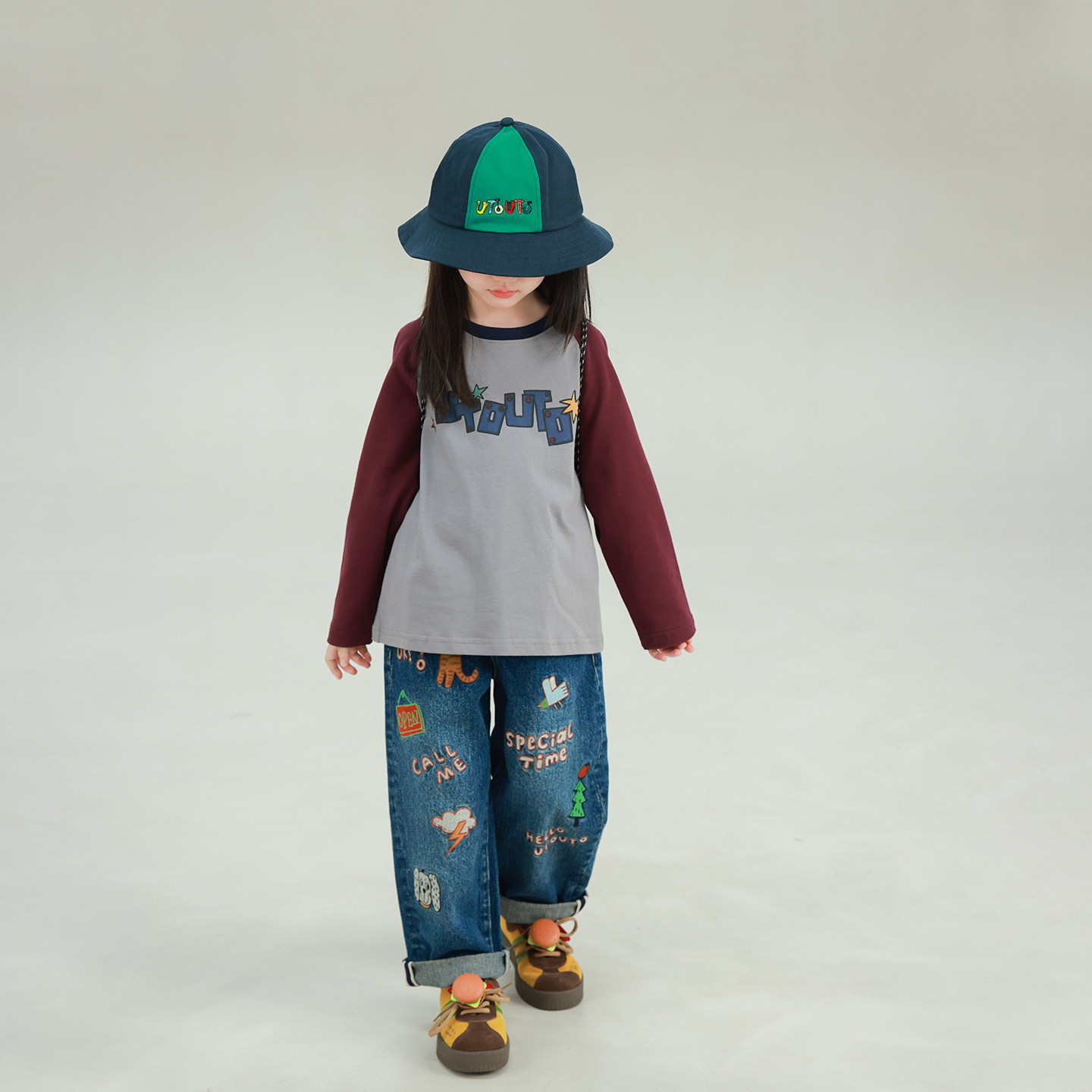 大耳象女童字母刺绣牛仔裤2026春季新款宝儿直筒百搭休闲宽松裤子,淘宝优惠券,粉丝福利购,淘宝优惠卷