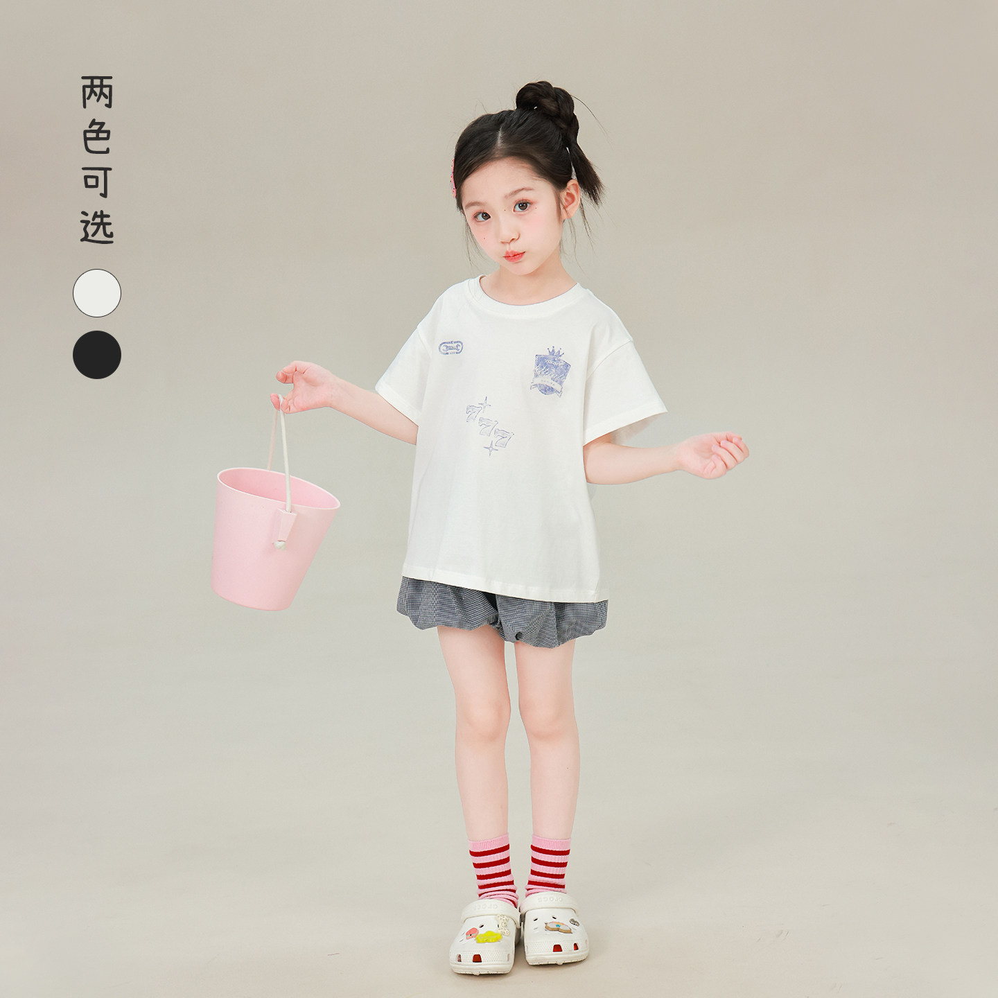 大耳象女童印花T恤2026夏季新款宝儿纯棉卡通百搭休闲短袖上衣薄