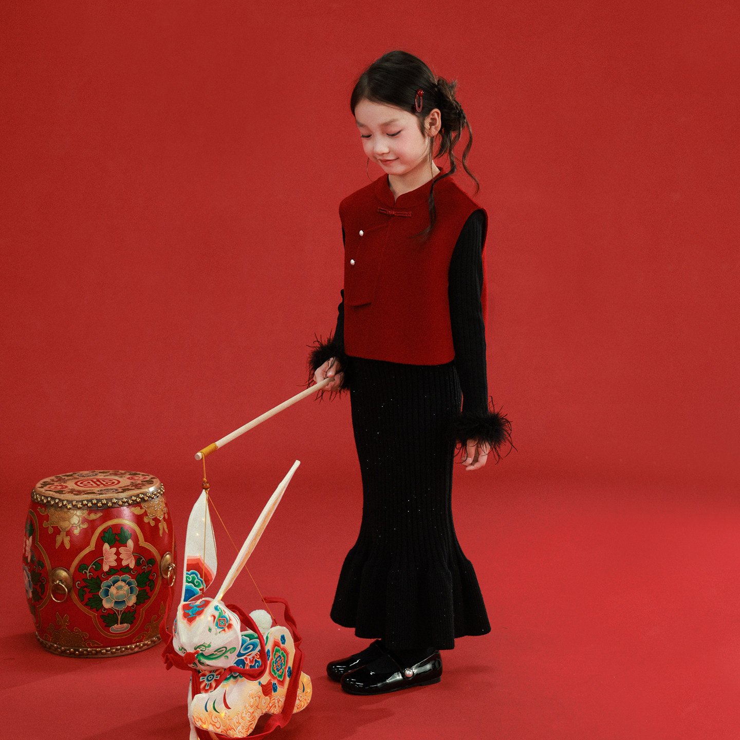 大耳象女童手工盘扣新中式双面呢马甲冬款宝儿拜年服纯羊毛上衣,淘宝优惠券,粉丝福利购,淘宝优惠卷