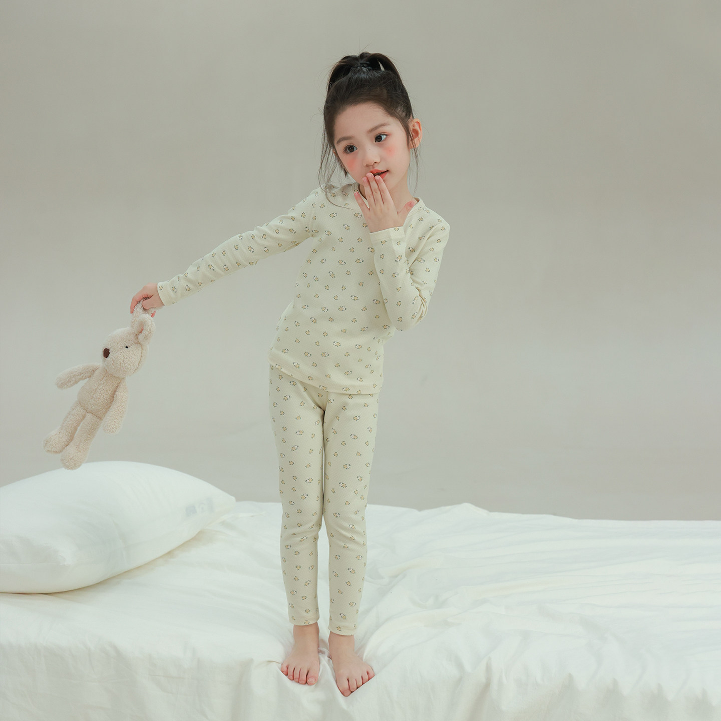大耳象女童满印家居服套装冬季新款宝儿睡衣秋衣秋裤保暖打底亲肤,淘宝优惠券,粉丝福利购,淘宝优惠卷