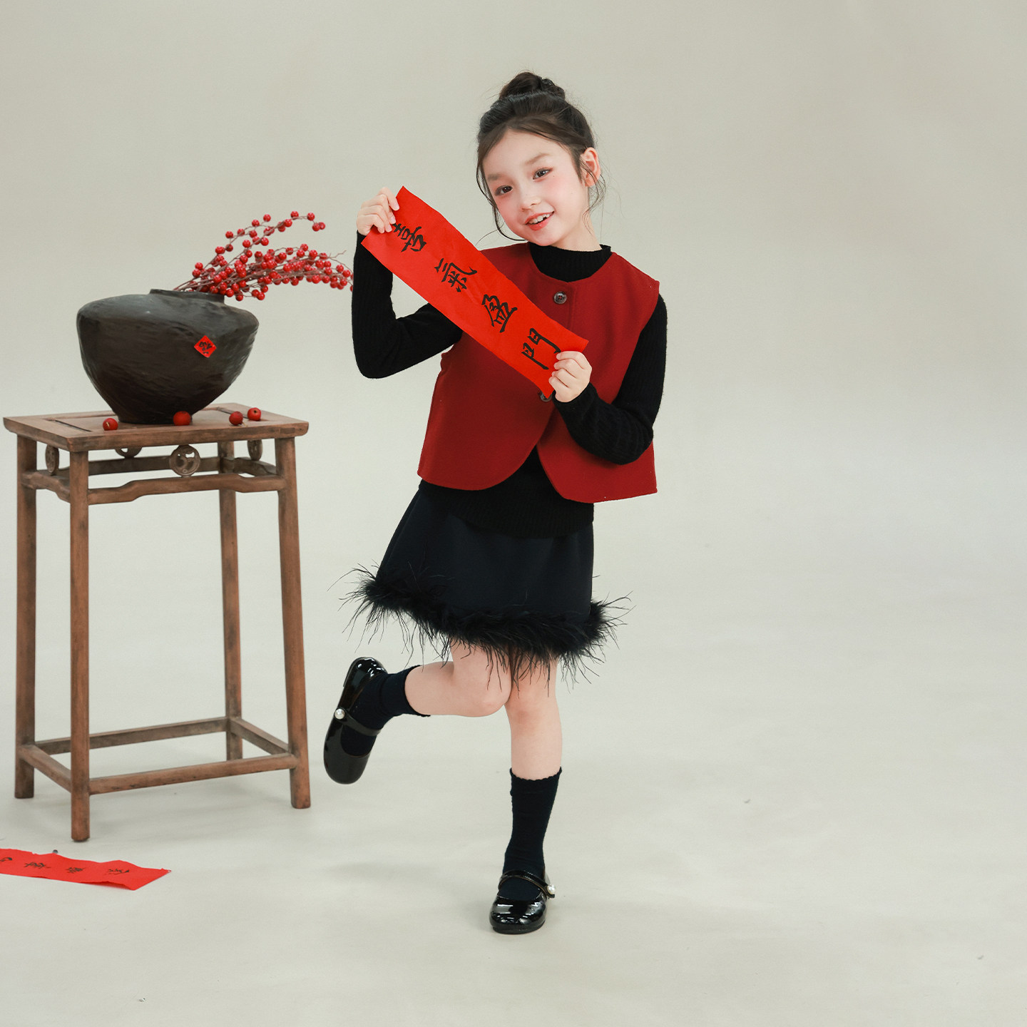 大耳象女童毛呢短马甲冬季新款宝儿拜年服休闲羊毛保暖加厚上衣,淘宝优惠券,粉丝福利购,淘宝优惠卷