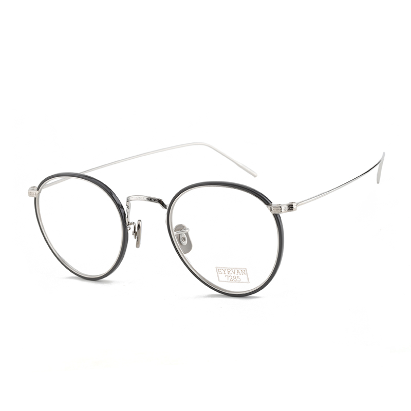 EYEVAN7285眼镜框陈冠希同款717W超轻纯钛圆形手工专业近视镜架男 - 图3