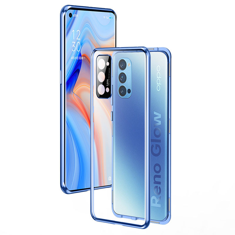 适用opporeno5k手机壳镜头全包5g双面玻璃reno5pro磁吸防摔保护套 - 图3