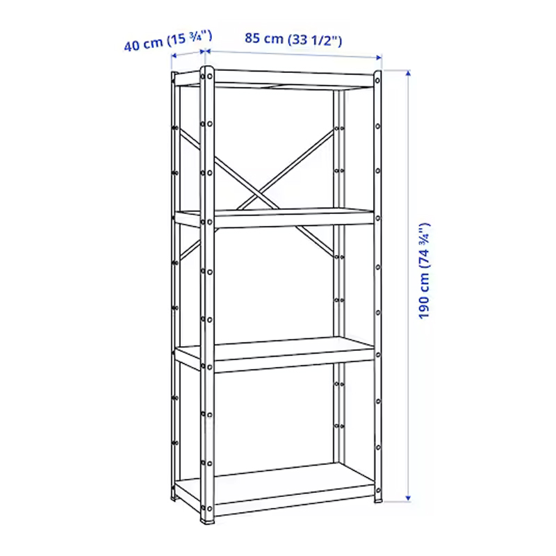 IKEA宜家巴拉1段组/搁板白色家用书房收纳柜整理柜85x40x190厘米 - 图0