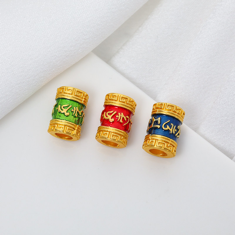 沙金包金保色滴油六字真言桶珠10mm转运珠diy大孔配珠手链项链,淘宝优惠券,粉丝福利购,淘宝优惠卷