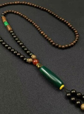 复古绿玛瑙佛珠长款百搭衣服配饰