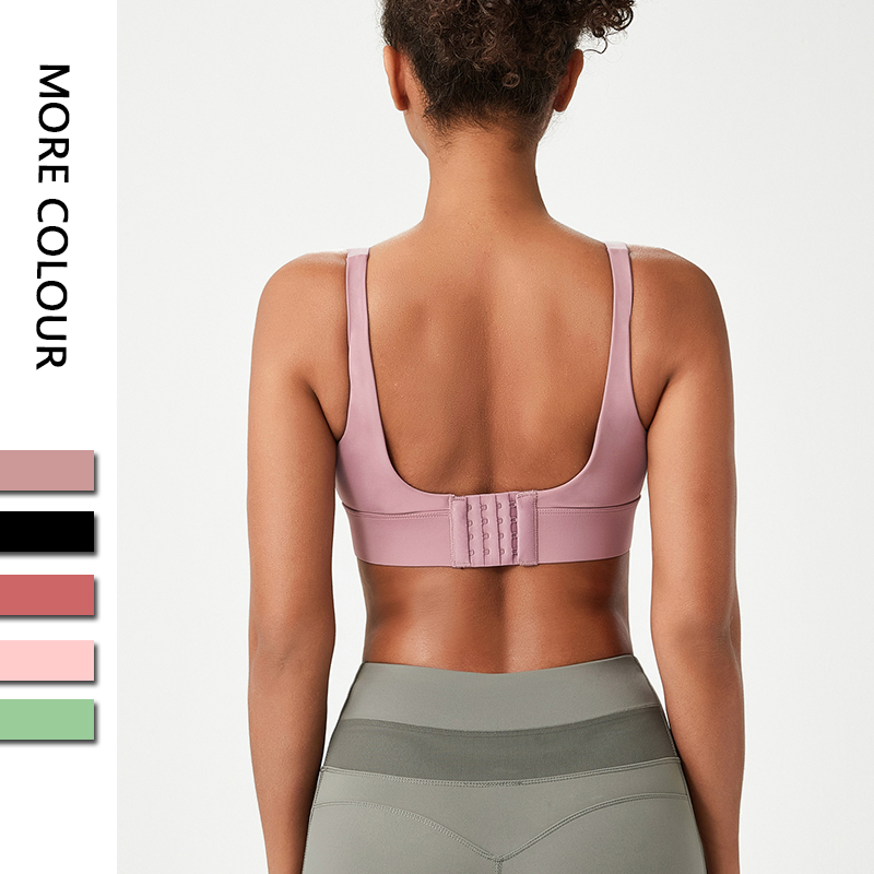 新品运动文胸女运动内衣一体式固定杯瑜伽美背运动健身背心BRA - 图0