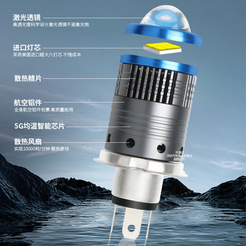 h4远近一体led大灯自带透镜双光超亮汽车灯泡货车24V12v通用激光 - 图1