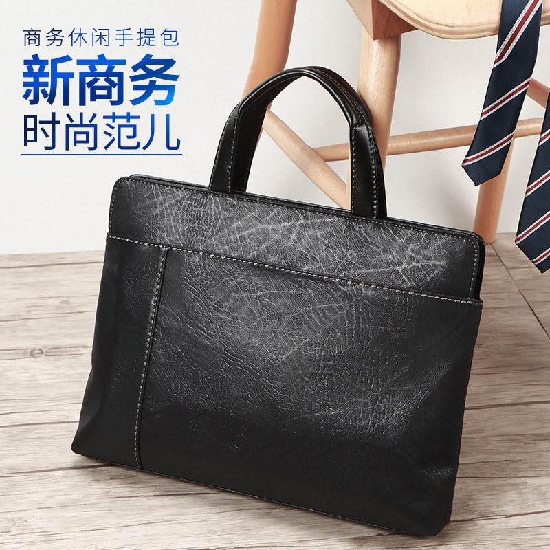 男士帆布手提包休闲简约男款文件包 卡弗派男士包袋