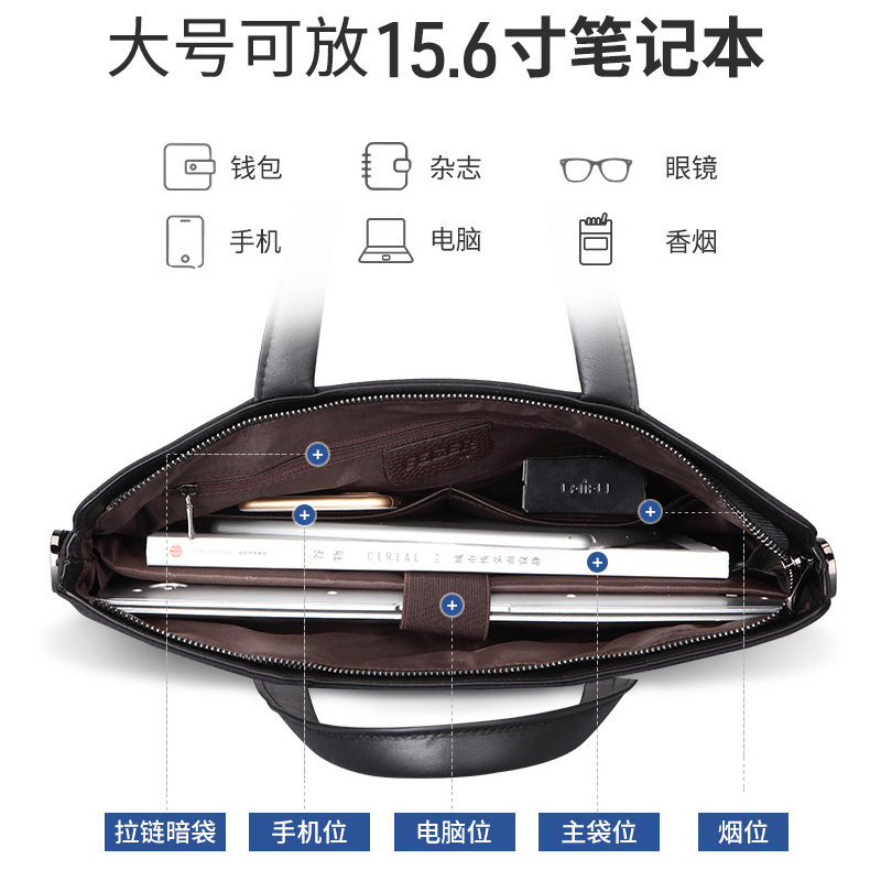 手提包男牛津布潮横款办公帆布包 卡弗派男士包袋