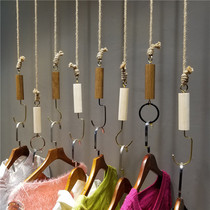 Clothing Store Clothes Rings Hook Golden Hemp Rope Hanger Hanger Rack for hanging clothes chain Sub-wood hanging hanger